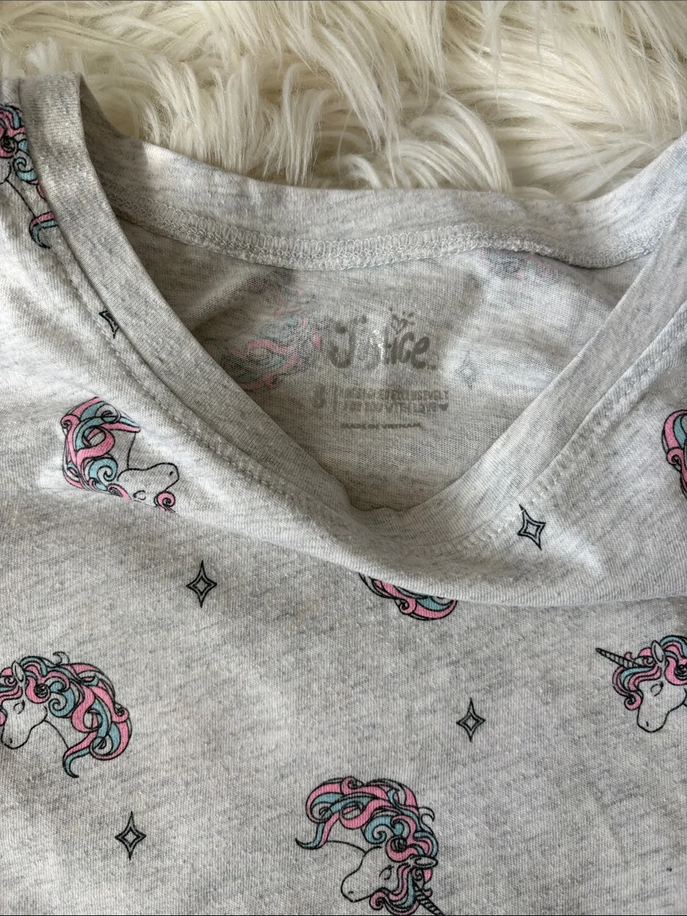 Justice Gray Tee with Pink & Blue Unicorns